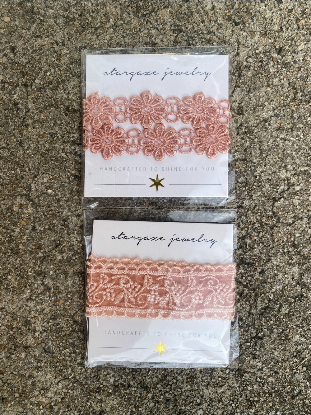 2 Pink Lace Flower Chokers